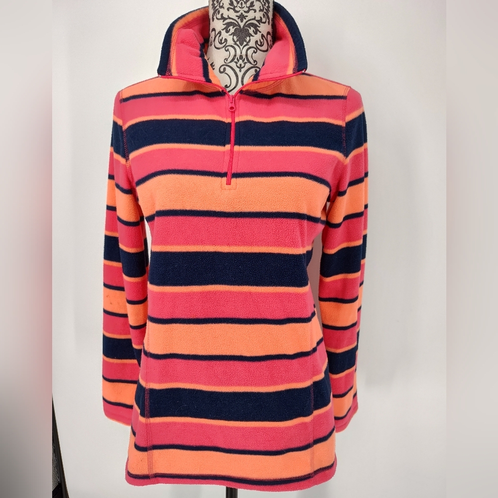Old Navy Pink Orange and Navy Fleece Quarter Zip Pullover Women's Medium